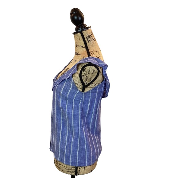 SEZANE Button Up Front Ruffled Striped Tank Top - Picture 5 of 12